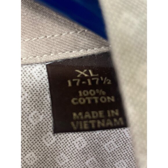 Tasso Elba Mens XL Beige Patterned 100% Cotton Long Sleeve Button-Up Shirt Made - Picture 3 of 5